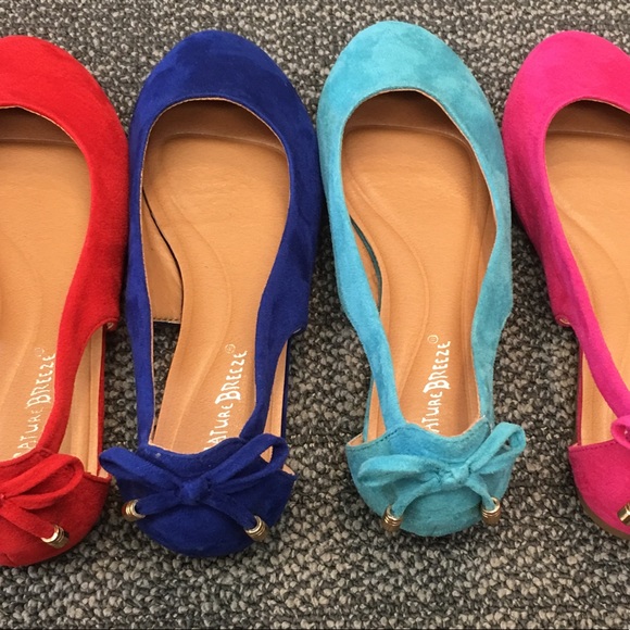 Nature Breeze Wine Suede Open Side Ballerina Flats - Picture 6 of 8